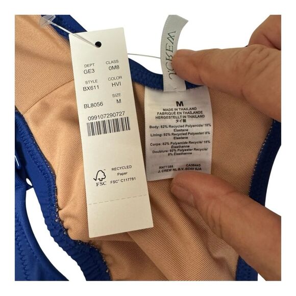 NWT J Crew Heritage Royal  Blue  Scoopneck Swimwear Bikini Top Size M - Picture 4 of 8